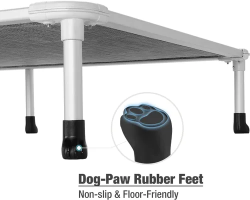 Vista 14 de Veehoo Cama elevada para perros a prueba de mordidas - Cuna elevada refrescante para mascotas - Marco de aluminio plateado y tela de malla