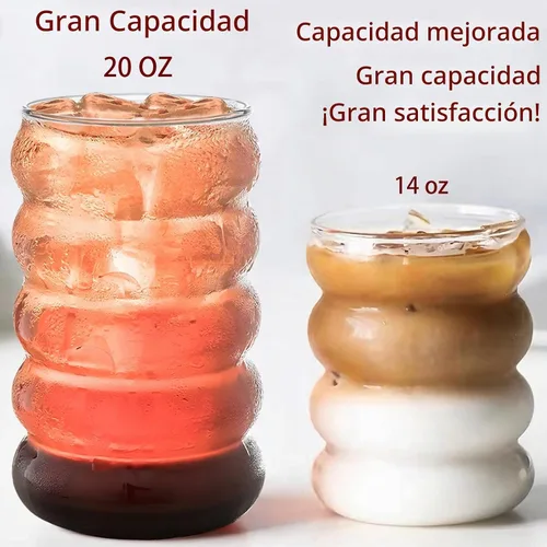 Vista 4 de Ework4U Juego de 2 Piezas de Vasos de 20oz con Popotes, Lindas Tazas de Café Helado, Vasos de Café Helado, Jarrones Gruesos para Beber para Batido