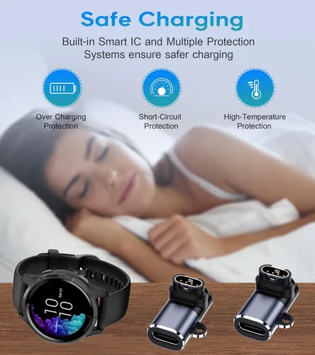 Vista 9 de sweguard Garmin - Adaptador de cargador de reloj en ángulo recto, paquete de 2 cables USB tipo C de carga para Garmin Fenix 8 7 7S 7X 6S 6 6X 5S 5