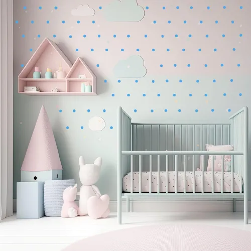 Vista 3 de Calcomanías de pared de puntos coloridos, juego de 9 calcomanías para despegar y pegar para habitaciones de niños, guardería y manualidades