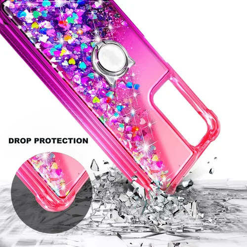 Vista 4 de NZND Funda compatible con T-Mobile Revvl V Plus 5G con protector de pantalla de vidrio templado (cobertura máxima), soporte de anillo/correa