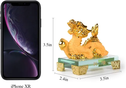 Vista 2 de BRASSTAR Estatua de dragón del zodiaco chino de resina dorada, Feng Shui, decoración de mesa, decoración de mesa, colección de regalo, PTZY104FBA
