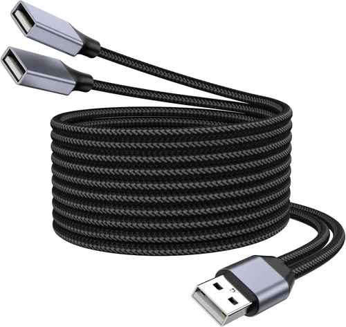 Vista 9 de USBA Y Splitter 1 en 2 salidas, USB macho a 2 hembras Cable para PC, tableta, portátil, MacBook, teclado, PS4, PS5, mouse, FlashDrive, LED, etc.