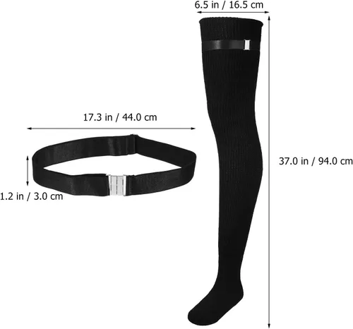 Vista 4 de KESYOO Calcetines altos hasta el muslo para mujer, calcetines gruesos por encima de la rodilla, extra largos, calentadores de piernas, medias