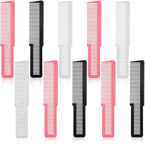 Vista 9 de Patelai Peine de corte de pelo de 10 piezas para peluquería de dientes finos para peluquería para peluquería en el hogar, peluquería (negro)