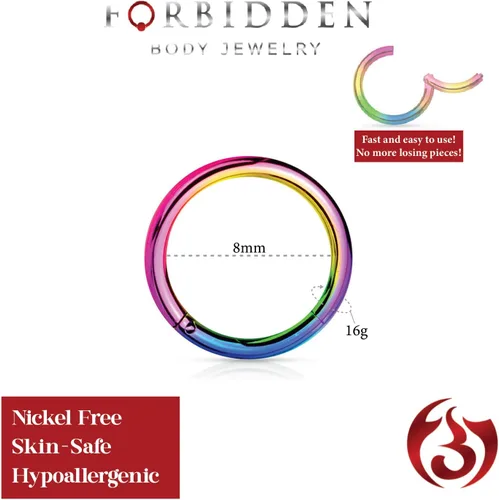 Vista 93 de Forbidden Body Jewelry - Piercing para la nariz de acero quirúrgico 316L con bisagra, 14G, 16G, 18G, diámetro de 15/64, 5/16, 25/64, 15/32 pulgadas