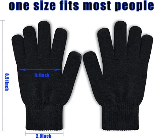 Vista 7 de 6 pares de guantes mágicos de invierno para mujeres y hombres, para clima frío, térmicos, cálidos, guantes elásticos, guantes de punto negro