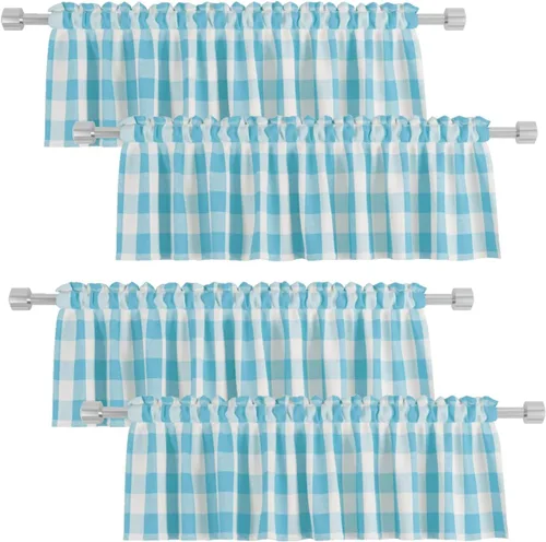 Vista 10 de 4 cenefas de cuadros de búfalo para ventanas de sala de estar, 16 pulgadas de largo, diseño clásico a cuadros a cuadros para dormitorio, baño