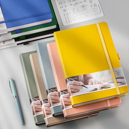 Vista 6 de EMSHOI Cuaderno de diario punteado, 320 páginas, tamaño A5 pequeño de 5.75 x 8.38 pulgadas, tapa dura de piel sintética, papel grueso de 3.53 oz/m²