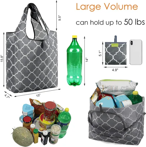 Vista 3 de Bolsas de la compra de animales reutilizables plegables bolsas de comestibles