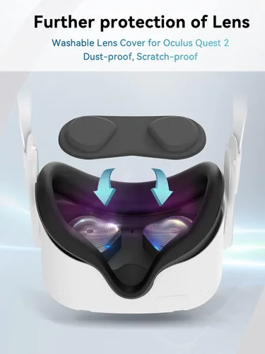Vista 6 de CNBEYOUNG Carcasa de realidad virtual y cubierta de lente para Quest 2, cubierta protectora frontal que protege las cámaras y todos los puertos