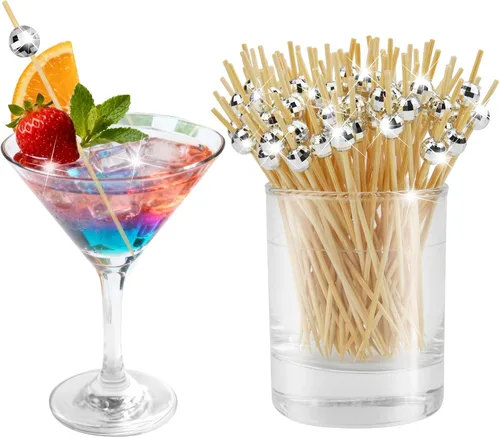 Vista 8 de 100 púas de cóctel florales, brochetas para aperitivos y bebidas
