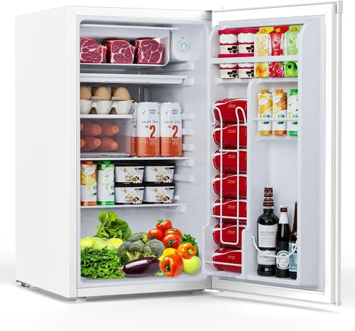 Vista 11 de COWSAR Mini refrigerador de 3.1 pies cúbicos, refrigerador compacto de tamaño dormitorio con puerta individual reversible, termostato ajustable Negro