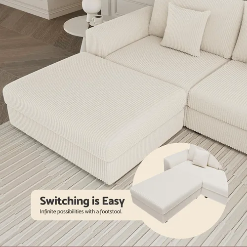 Vista 7 de Sofá seccional modular de 146", en forma de U de gran tamaño, sofá cama convertible, asiento profundo cómodo sofá nube con otomana y 5 almohadas