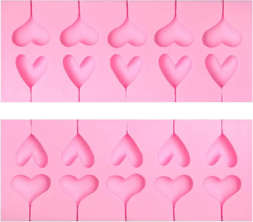 Vista 9 de Moldes de silicona de chocolate con forma de corazón, 2 paquetes de 10 cavidades para dulces de San Valentín para decoración de pasteles de boda