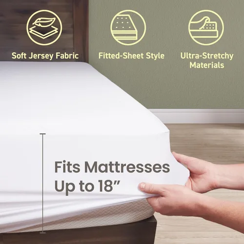 Vista 3 de SafeRest Protector de colchón impermeable tamaño individual – Funda de cama suave, transpirable y ajustada con bolsillos elásticos de 18" – Funda