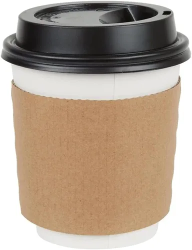 Vista 4 de Perfectware Fundas para tazas de café de 10 a 20 onzas, 500 unidades. Fundas de cartón desechables ecológicas, respetuosas con el medio ambiente