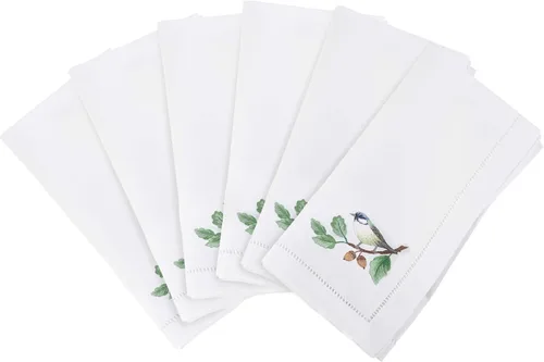 Vista 34 de Juego de 6 servilletas bordadas de magnolia hechas a mano con borde cosido