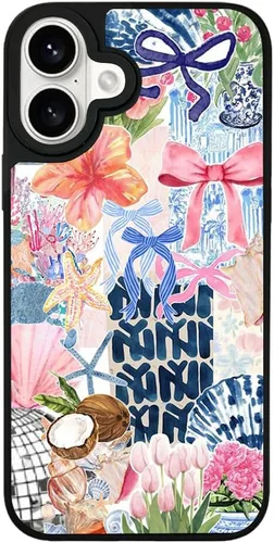 Vista 28 de Funda para iPhone 7 Plus/8 Plus, diseño moderno y estético de playa costera, parte trasera de policarbonato duro brillante, parachoques de TPU