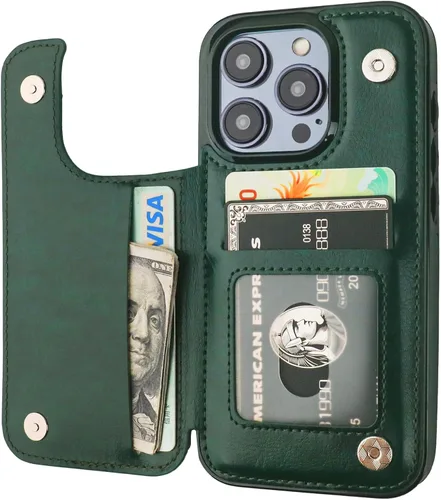 Vista 17 de ONETOP - Funda tipo cartera compatible con iPhone 15 Pro con soporte para tarjetas, funda de piel sintética con soporte y ranuras para tarjetas