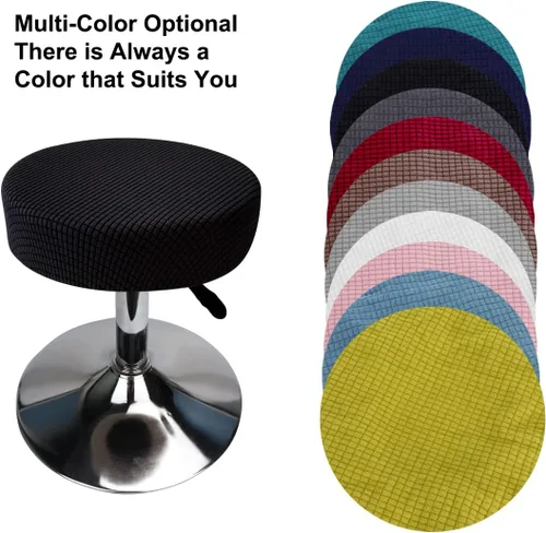 Vista 4 de Funda de taburete redonda de 12 a 16 pulgadas, fundas de asiento redondas para taburetes de bar, tela de lujo elástica, lavable de jacquard a prueba