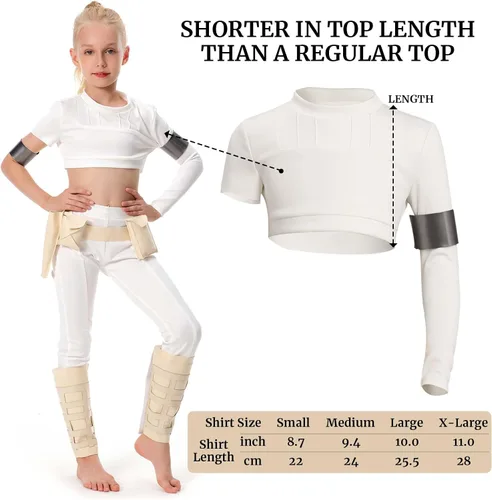 Vista 3 de Disfraz de reina para niños, disfraz de princesa para cosplay, traje de batalla blanco, conjunto de disfraz de Halloween