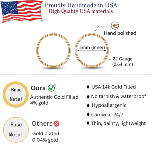 Vista 27 de Small Gold or Sterling Silver Huggie Hoop Earrings for Women Cartilage Nose Helix Tragus