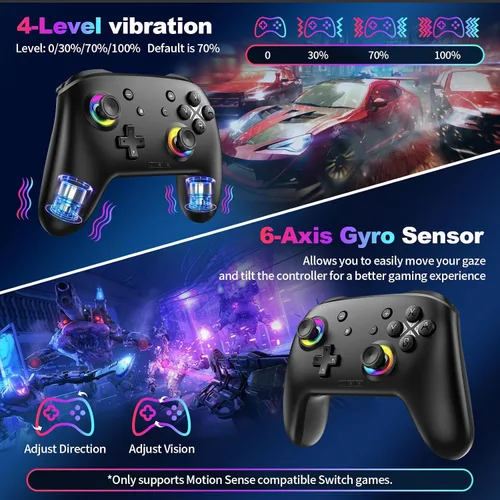 Vista 8 de Wireless Switch 2 Controller with Wake-up/C-Key, For Switch 2/1/Lite/OLED/PC/iPad/iPhone/Mac/Android/Steam/TV,Bluetooth Game Controller with