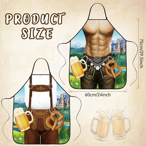 Vista 2 de Sintege Paquete de 2 delantales de Oktoberfest alemán Lederhosen y Dirndl para Oktoberfest Baviera Festival de Cerveza Decoración de Fiesta