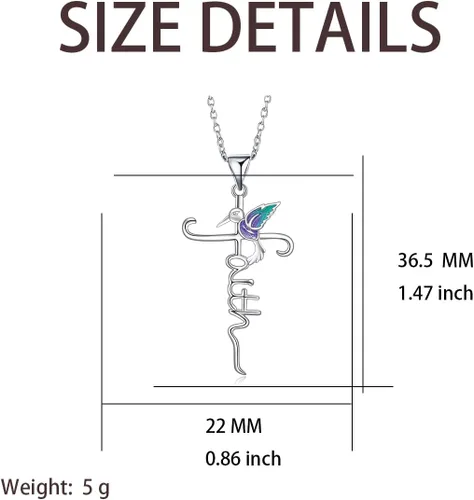 Vista 3 de TALYKONG LadybugHummingbird Necklace Gifts for Women Ladybug Cross Faith Necklace Christmas Jewelry for Mother Daughter Grandma