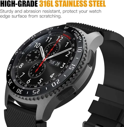 Vista 3 de MoKo Anillo de bisel compatible con Samsung Gear S3/Galaxy Watch 1.811 in, cubierta adhesiva de acero inoxidable resistente a los arañazos