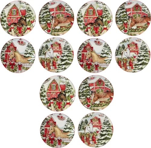 Vista 11 de Certified International Homestead Christmas - Juego de 4 platos de postre/ensalada de 9 pulgadas
