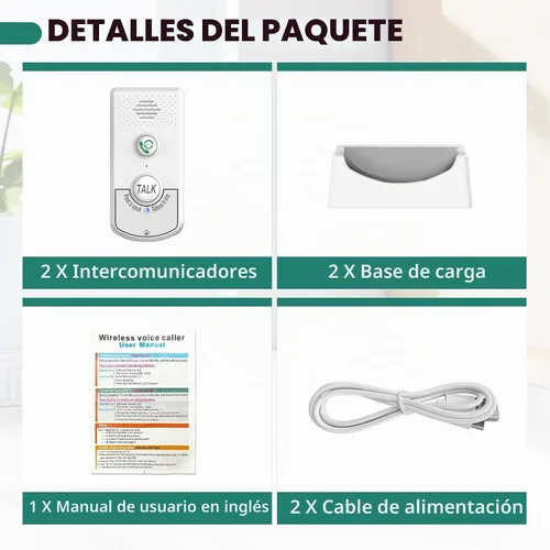 Vista 7 de Intercomunicador de voz bidireccional, sistema de comunicación inalámbrica de largo alcance para el hogar, unidad de timbre, sistema de llamada