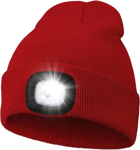 Vista 22 de MELASA Gorro unisex con luz, recargable por USB, manos libres, gorro LED, regalos de invierno para hombres Tinte amarillo albaricoque