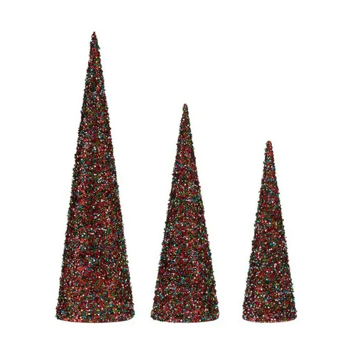 Vista 2 de Adorno Navideño Krist+ Azul Fucsia Lentejuelas Navidad 16,5 x 60 x 16,5 cm Conos 3 Piezas
