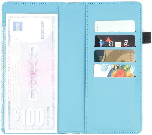 Vista 3 de Menesia Funda de chequera para hombres y mujeres RFID de cuero para cheques