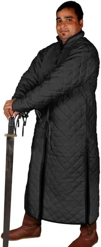 Vista 2 de THE MEDIEVALS Medieval grueso acolchado de longitud completa mangas Gambeson capa Aketon chaqueta armadura, tela de algodón