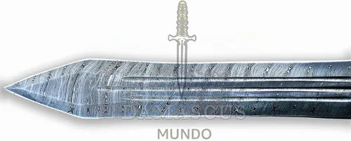 Vista 4 de Espada de Gladius Romana de 26" hecha a mano de acero de Damasco Histórico Imperio Romano Espada de gladiador Mango de palisandro con funda de cuero