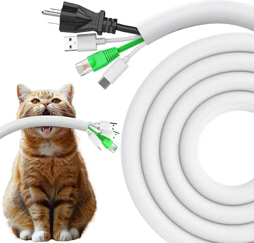 Vista 10 de UOMTFAI Protector de Cable para Perros y Gatos 3.05m - 1/2 pulgada, Funda Flexible para Cables para una Fácil Gestión de Cables, Protege los Cables