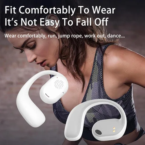 Vista 5 de Auriculares de oreja abierta, auriculares de conducción de aire, auriculares inalámbricos Bluetooth 5.3, pantalla LED, estuche de carga, diseño