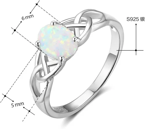 Vista 2 de Anillo de compromiso de boda con forma de corazón de ópalo de fuego de plata de ley 925, Metal, Ópalo