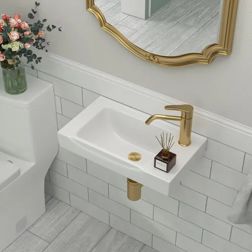 Vista 26 de Fregadero redondo de cerámica blanca de 13 pulgadas con forma ovalada de porcelana sobre mostrador, fregadero de arte moderno Beslend 13 Inch