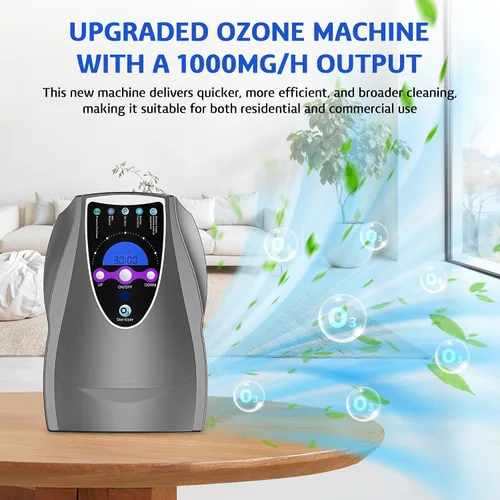 Vista 3 de Máquina de ozono, máquina multiusos de ozono de 1000 mg/h para aire, agua, frutas, verduras, dispositivo limpiador en agua, color gris oscuro