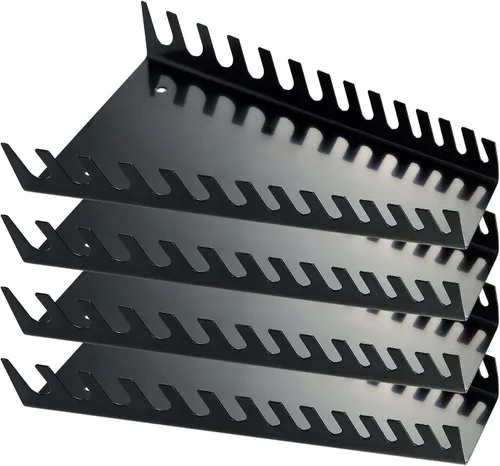 Vista 8 de Reniteco Organizador de llaves de metal con 26 ranuras, juego de bandejas para llaves, organizador de herramientas montado en la pared para Negro