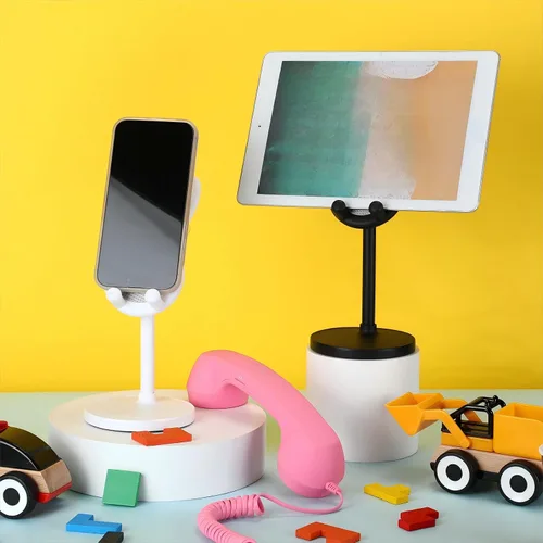 Vista 5 de Kathfly Paquete de 2 bonitos soportes para teléfono, soporte ajustable para teléfono de conejito para escritorio, soporte Kawaii, accesorios