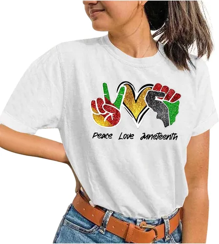 Vista 4 de Balck History Tshrit for Women 2024 Trendy Black History Month Shirt Casual Crewneck Tops I Am Black History Print Tee Tops