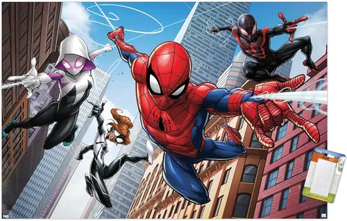 Vista 11 de Trends International Marvel Comics - Póster de pared de Spider-Man - Web Heroes, 14.725 x 22.375 pulgadas, versión enmarcada de madera de granero