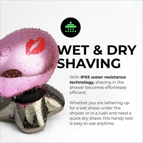 Vista 5 de Skull Shaver Butterfly Kiss PRO - Afeitadora eléctrica para mujeres para línea del bikini, piernas y cuerpo - Uso húmedo y seco - Hojas ergonómicas