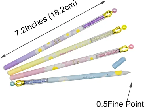 Vista 4 de 12 bolígrafos de margaritas Fanshion Crown Pen Pearl Floral Pen con tinta negra de 0.020 in para fiesta escolar, cumpleaños, oficina, fiesta, bodas