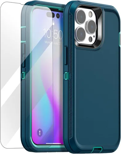 Vista 24 de AICase Funda para iPhone 14 Pro Max (6.7") con Protector de Pantalla de Vidrio, Protección contra Caídas de Servicio Pesado, Cuerpo Completo